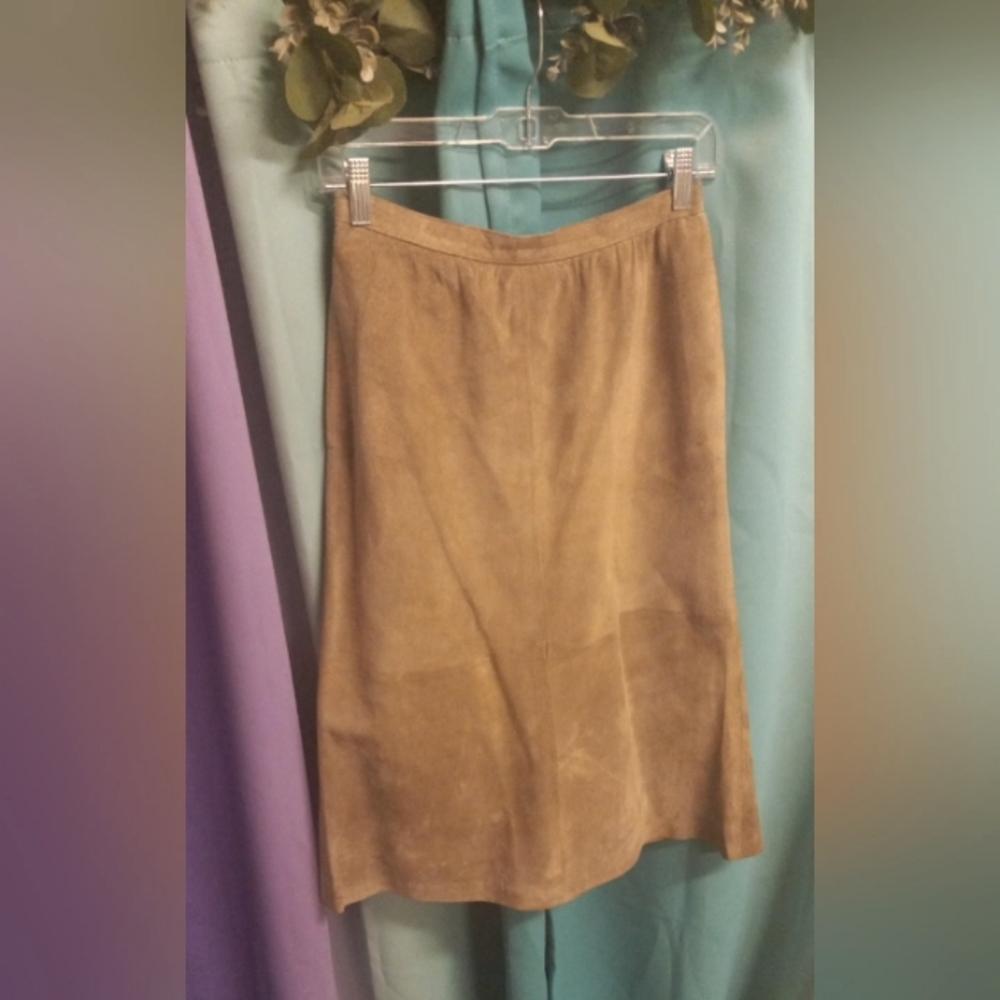 I.magnin Midi Skirt 100%Pig Suede 100%Acetate